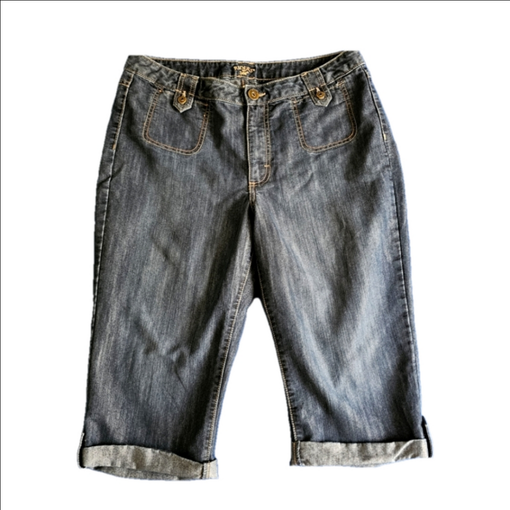 Lee Riders Capri Cropped Slubby Grainy Wash Denim Jeans  Womens Size 12